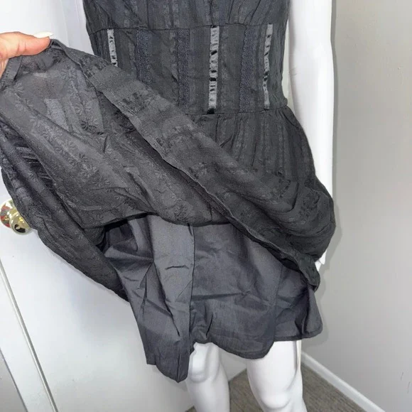 Commense Sleeveless Mini‎ Dress Corset Style Square Neck Party Cocktail Black L - Picture 10 of 15